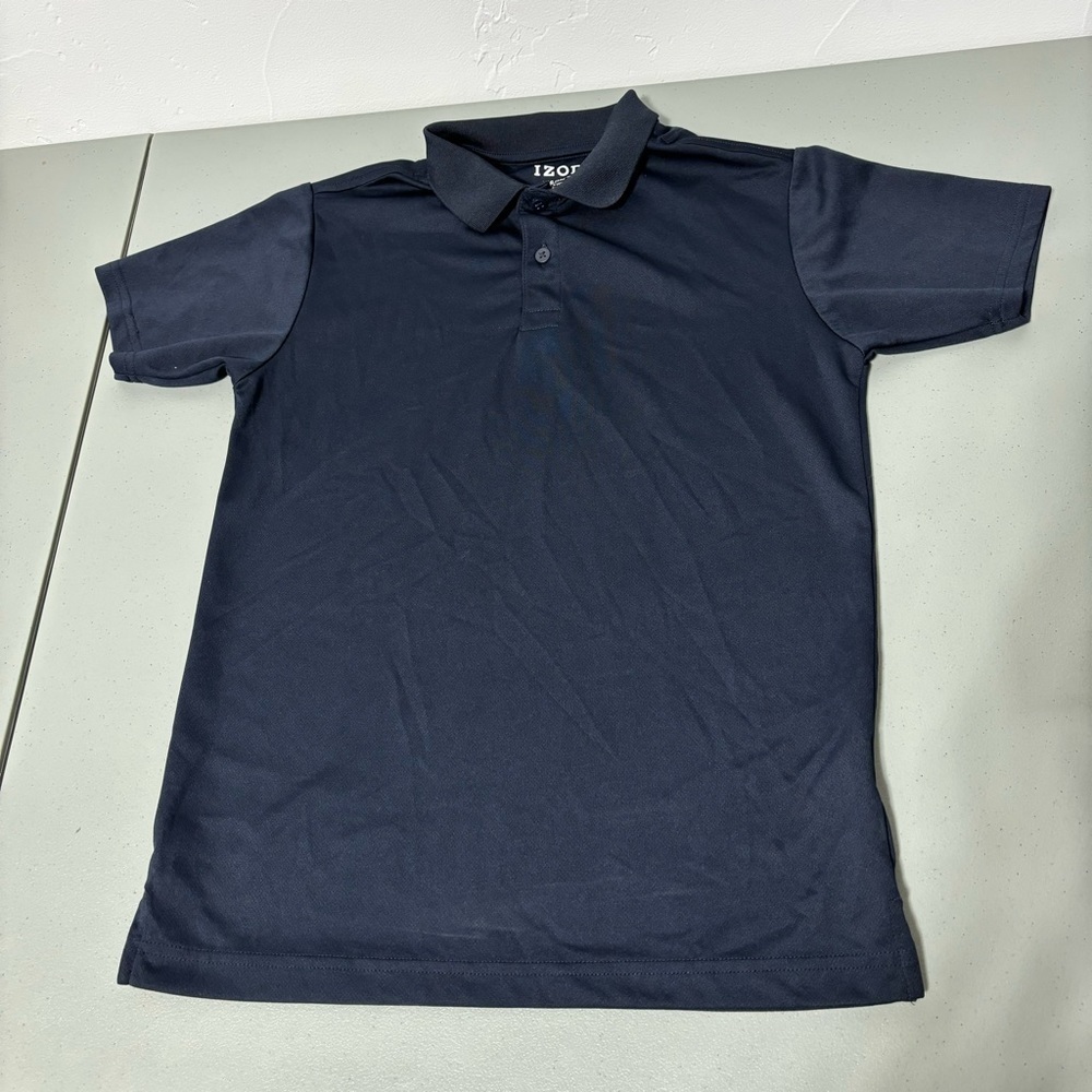 IZOD Navy Blue Boys Polo Short Sleeve Uniform Golf Shirt Large 14/16